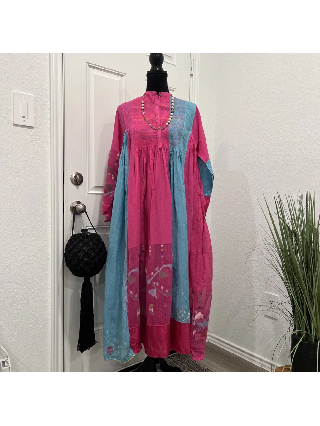 Pink & Blue Flowing Women's Maxi Dress